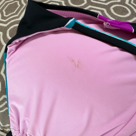 Red Carter NWT Lattice Lace Up Colorblock One Piece Swimsuit size L/10 - Picture 7 of 9